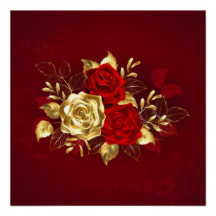 Three Jewellery Roses Poster