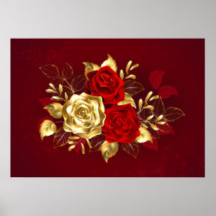 Three Jewellery Roses Poster
