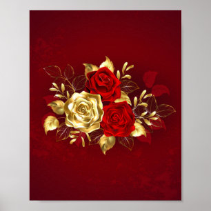 Three Jewellery Roses Poster