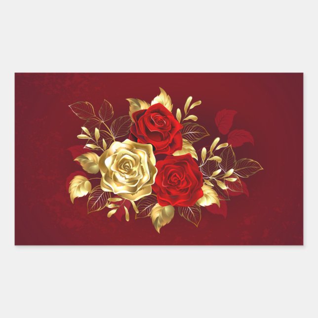 Three Jewellery Roses Rectangular Sticker (Front)