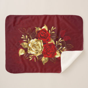 Three Jewellery Roses Sherpa Blanket
