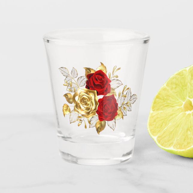 Three Jewellery Roses Shot Glass (Front)