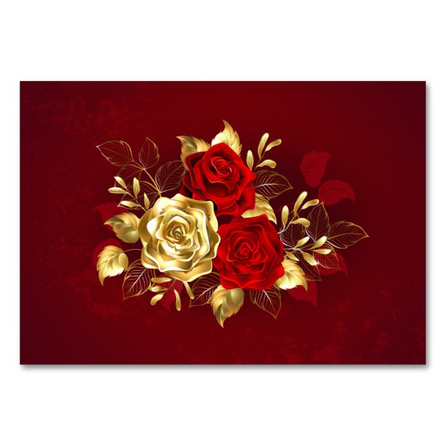 Three Jewellery Roses Table Number (Front)