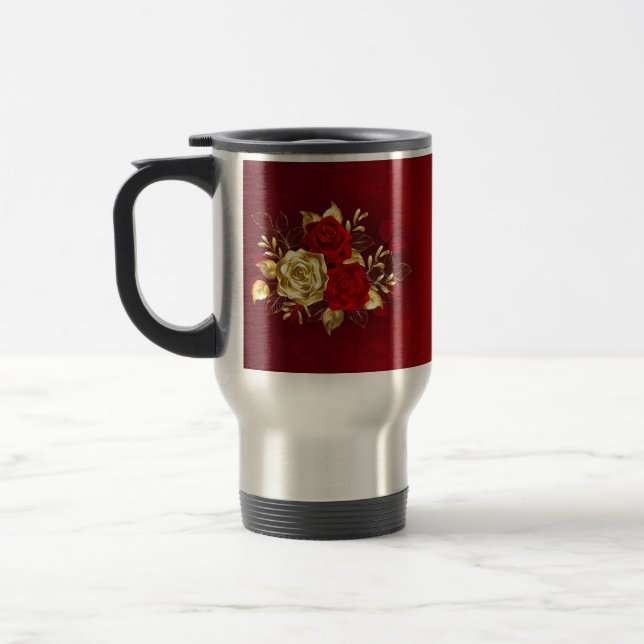 Three Jewellery Roses Travel Mug (Left)
