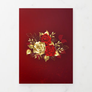 Three Jewellery Roses Tri-Fold Card
