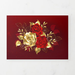Three Jewellery Roses Tri-Fold Holiday Card