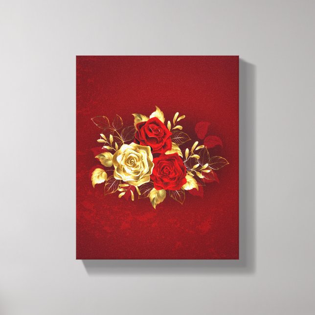 Three Jewelry Roses Canvas Print (Front)
