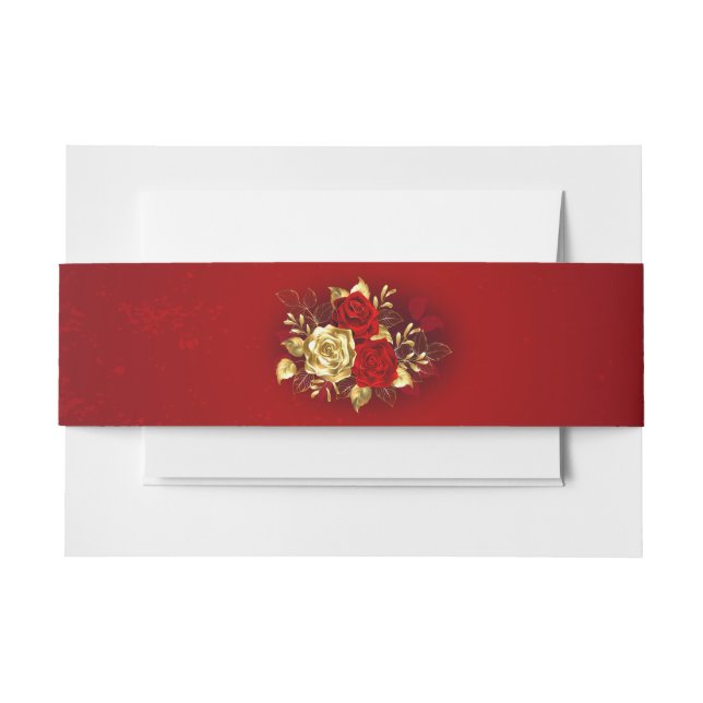 Three Jewelry Roses Invitation Belly Band (Front Example)