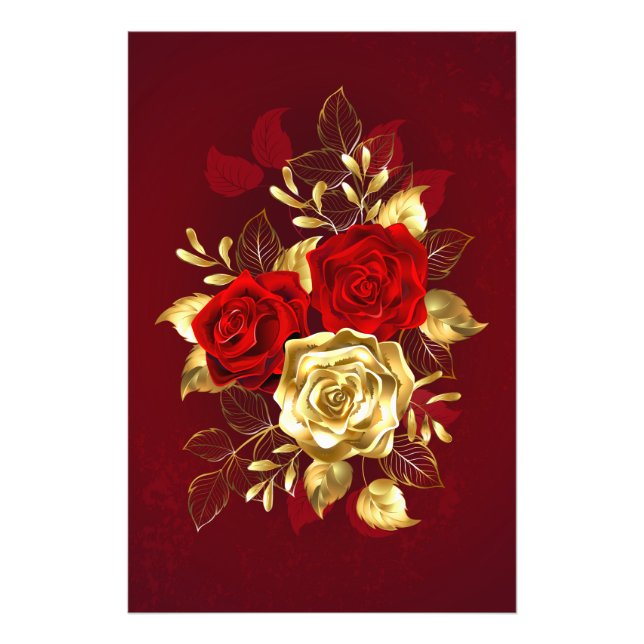 Three Jewelry Roses Photo Print (Front)