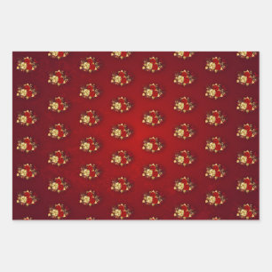 Three Jewelry Roses Wrapping Paper Sheet
