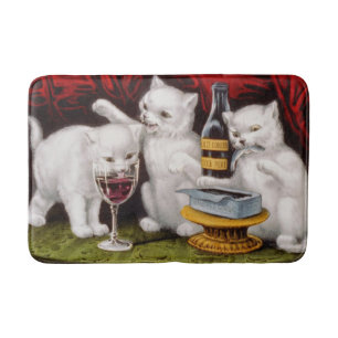 Three Jolly Kittens at the Feast Bath Mat