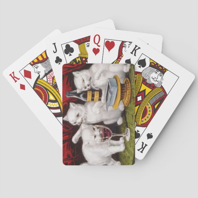 Three Jolly Kittens at the Feast Playing Cards (Back)