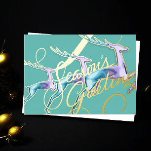 Three Jumping Deer Purple Blue