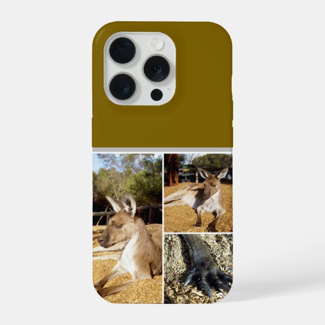 Three Kangaroo Images Collage, Cushion iPhone Case (Back)