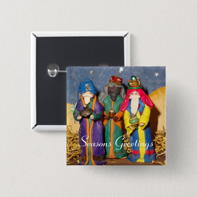 Three kings bearing gifts for baby Jesus christmas 15 Cm Square Badge (Front & Back)