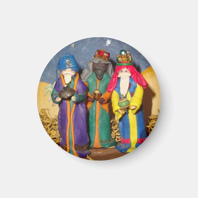 Three kings bearing gifts for baby Jesus christmas Magnet (Front)