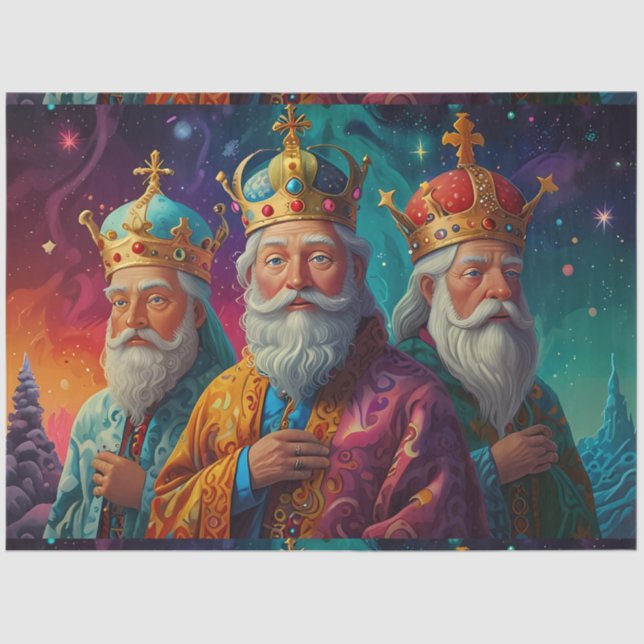 Three Kings Christmas holiday scene celebration Tissue Paper (Front)