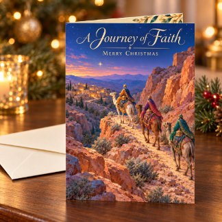 Three Kings Journey to Bethlehem Christmas Card