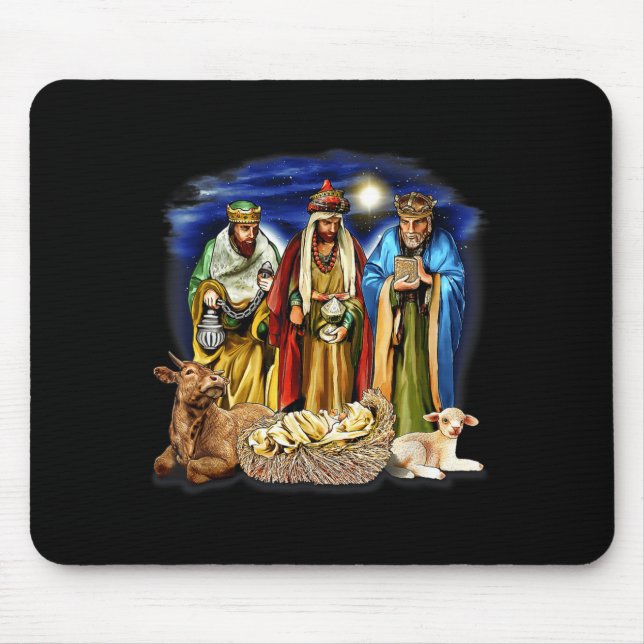 Three Kings Shirt Nativity Scene Shirt Christmas S Mouse Pad (Front)