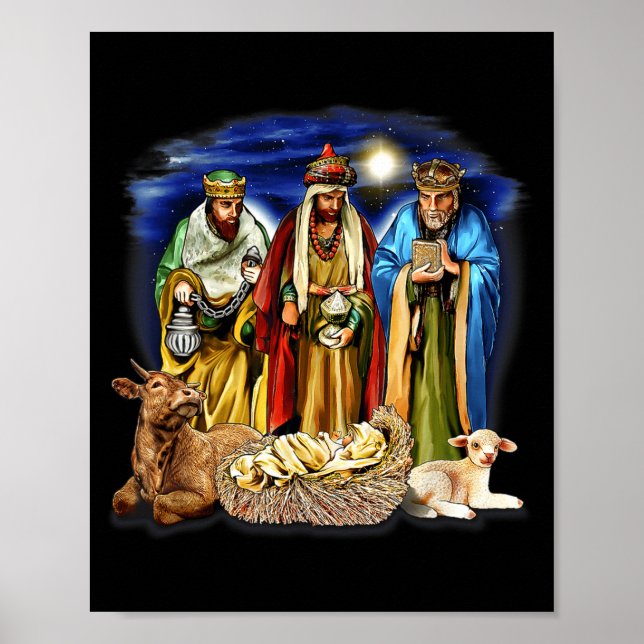 Three Kings Shirt Nativity Scene Shirt Christmas S Poster (Front)