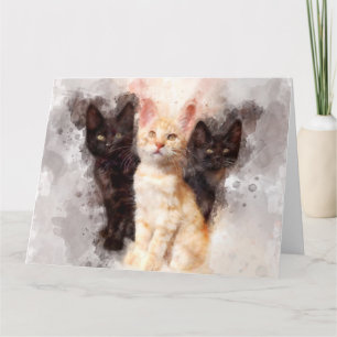 Three kittens cute and beautiful watercolor thank you card