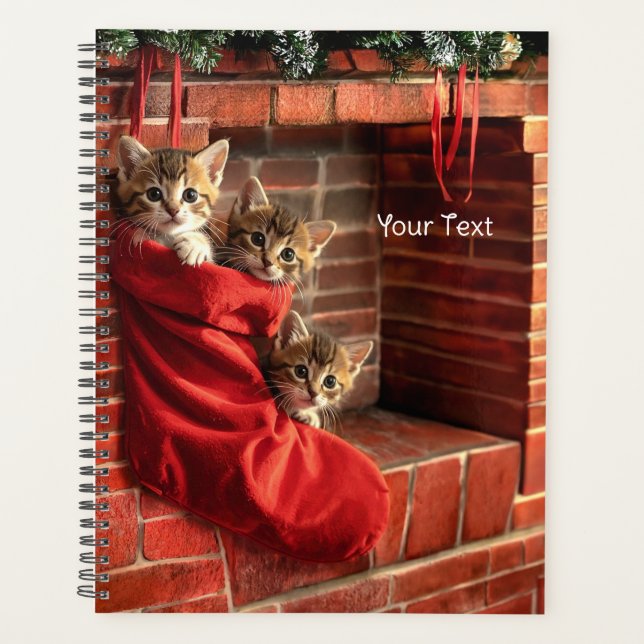 Three kittens in a Christmas Stocking Planner (Front)