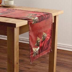 Three kittens in a Christmas Stocking Table Runner