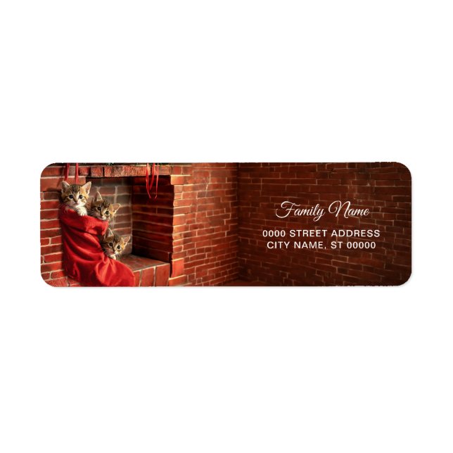 Three kittens in a Red Stocking Return Address (Front)