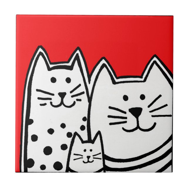 Three Kitties In Red Tile (Front)