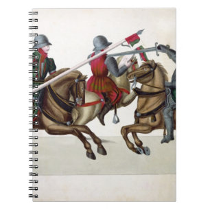 Three knights at a tournament, plate from 'A Histo Spiral Notebook