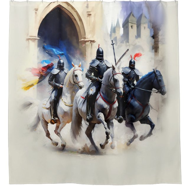 Three Knights Ride Out - The Quest    Shower Curtain (Front)