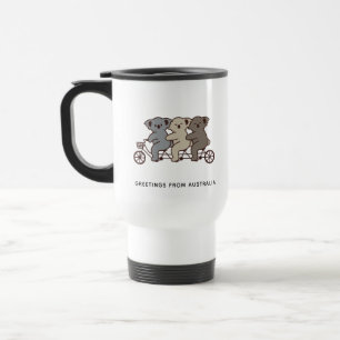 Three Koalas Riding Tandem Travel Mug