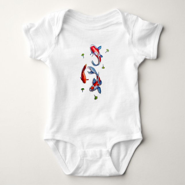three koi baby bodysuit (Front)
