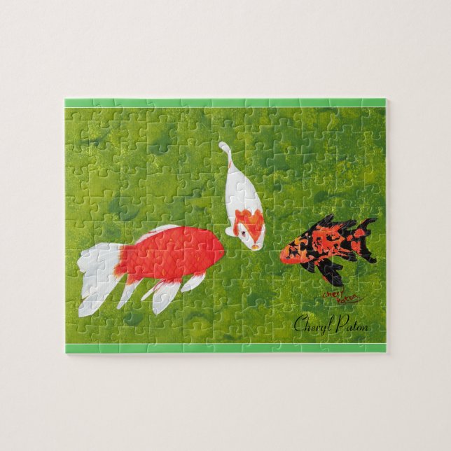 Three Koi Fish Swimming, Picture Puzzle (Horizontal)