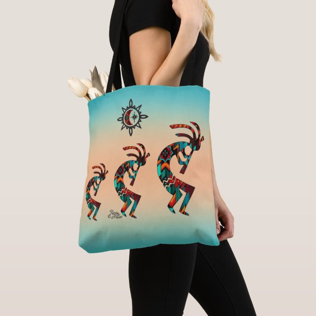Three Kokopelli Tote Bag (Close Up)