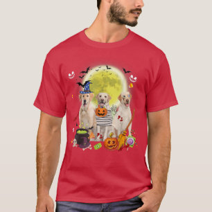 Three Labrador Dogs Witch Scary Mummy Halloween T-Shirt