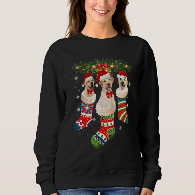 Three Labrador In Sock Christmas Santa X Mas Dog Sweatshirt (Front)