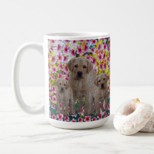 Three Labrador Puppies Oil Painted, Coffee Mug