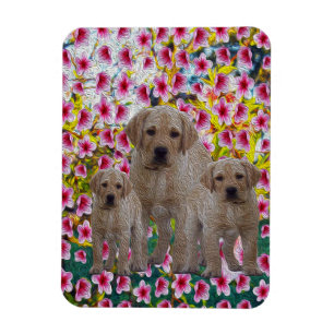 Three Labrador Puppies Oil Painted, Magnet