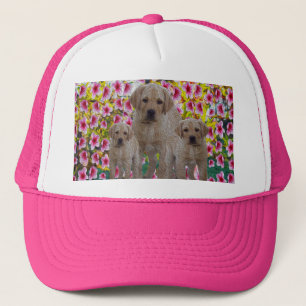 Three Labrador Puppies Oil Painted,  Trucker Hat