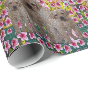Three Labrador Puppies Oil Painted, Wrapping Paper