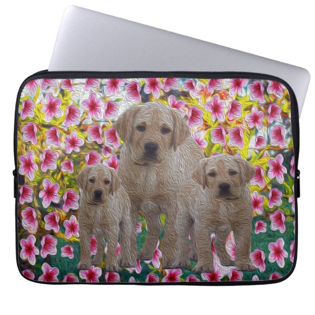 Three Labradors Oil Paint, Laptop Sleeve (Front)