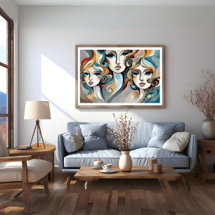 Three Ladies Modern Art Poster