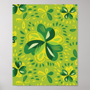 Three Leaf Clovers Decorative Pattern Poster