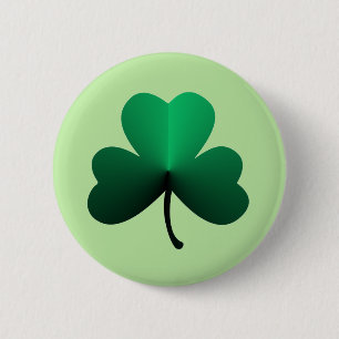 Three Leaf Green Clover 6 Cm Round Badge