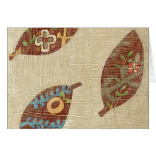 Three Leaves on Linen Texture Background