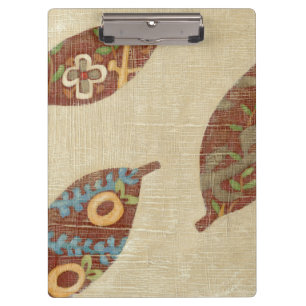 Three Leaves on Linen Texture Background Clipboard