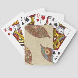 Three Leaves on Linen Texture Background Playing Cards