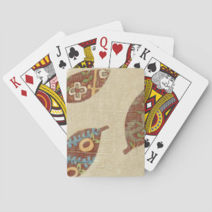 Three Leaves on Linen Texture Background Playing Cards