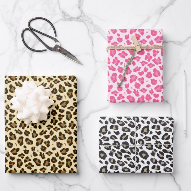 Three Leopard Prints Wrapping Paper Sheet (Front)